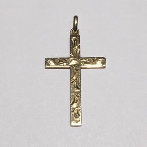 14k yellow gold filigree cross pendant